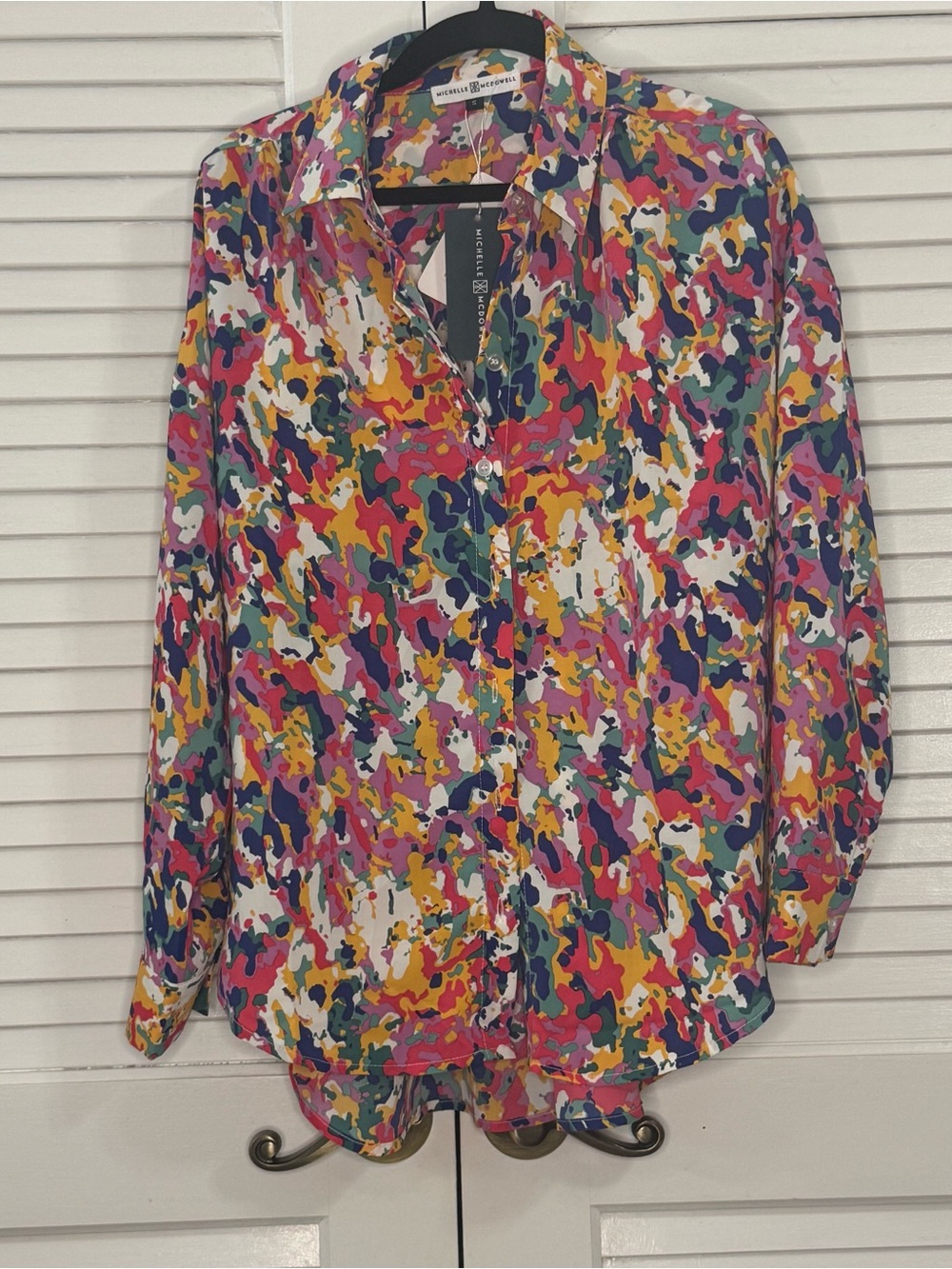 Michele Multicolor Abstract Print Button-Down Shirt